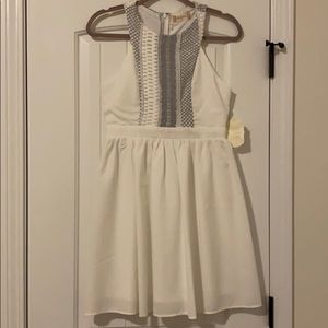 Alter’d State white dress with grey appliqué